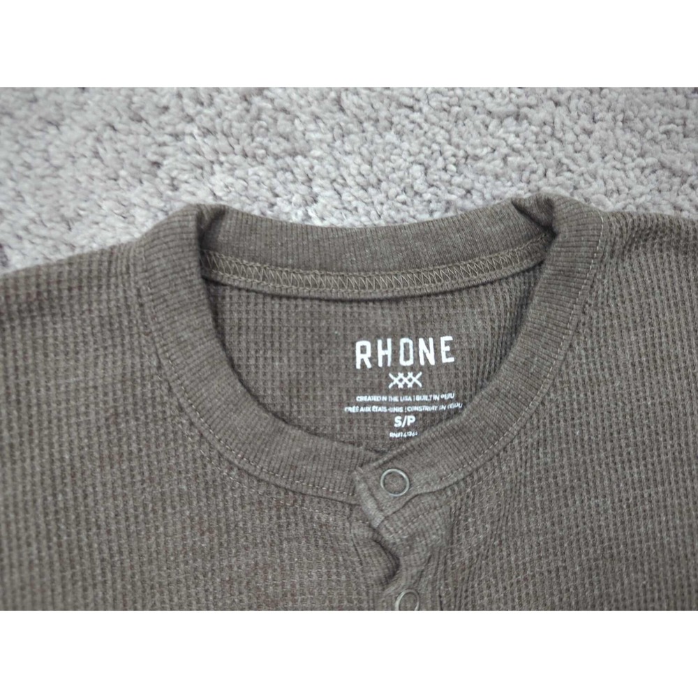 Rhone Henley Shirt Mens‎ Small Brown Textured Long Sleeve Knit Classic Thermal - Picture 2 of 6